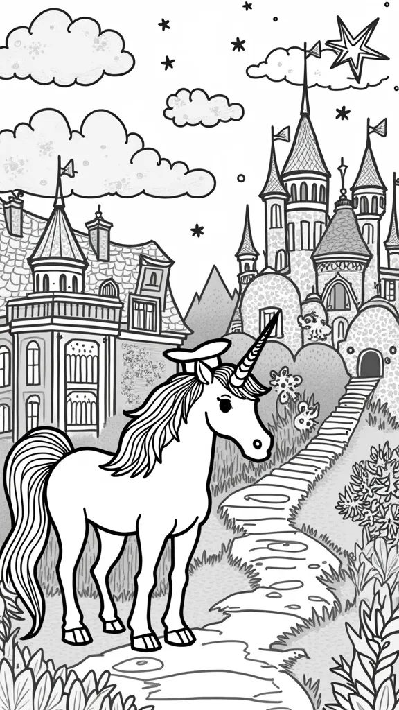 unicorn academy coloring page